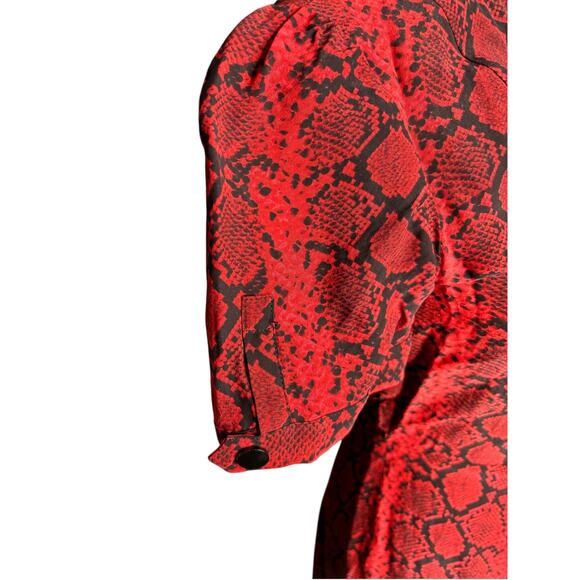 The Kooples Hot Snakeskin Print Mini Dress Size 1 Red Button Accents Holidays - Picture 3 of 7